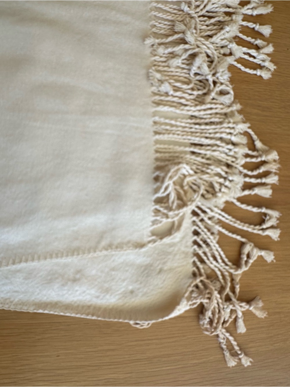 JC Penny Cream Cotton Fringe Bath Throw